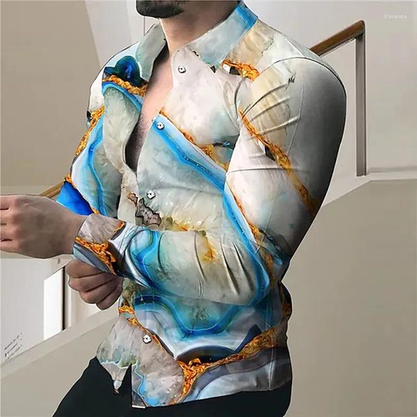 Camicie casual da uomo Vintage di lusso per uomo Camicia oversize Stampa a pois Top manica lunga Abbigliamento Camicette Abbigliamento hawaiano