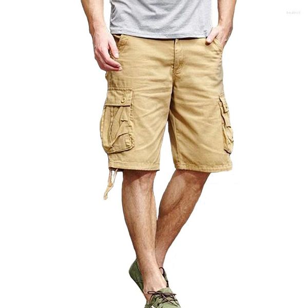 Männer Shorts Männer Sommer Lose Baumwolle Beiläufige Kurze Hosen Herren Outwear Gerade Tasche Militär Sport Cargo Bermuda Masculina