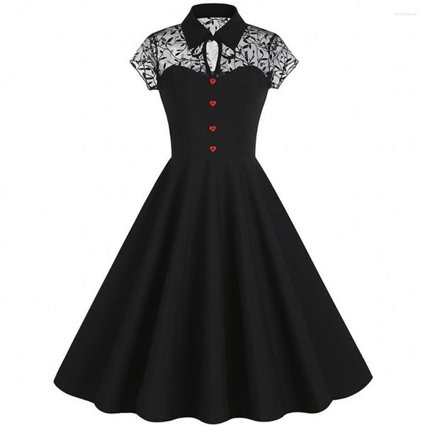 Partykleider Sommer 50er 60er Jahre Gothic Kleid 2023 Damen Vintage Schwarze Robe Pin Up Roben Swing Geraffte Tunika Rockabilly