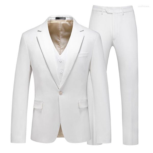 Abiti da uomo Completo bianco solido 3 pezzi 2023 Retro Gentlement Grooms Business Abito formale da uomo Tuxedo Taglia S-5XL