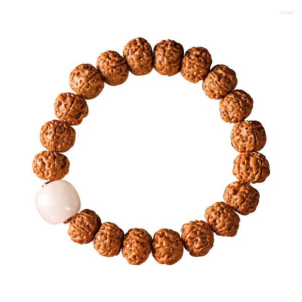 Strand Little Vajra Bodhiko Bracciale Trend da uomo Original Seed White Jade Red Agate Text Play Buddha Beads Rosary Plate