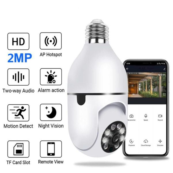 2.4g lâmpada e27 câmera de vigilância full color visão noturna automática rastreamento humano zoom monitor de segurança interior câmera wi-fi