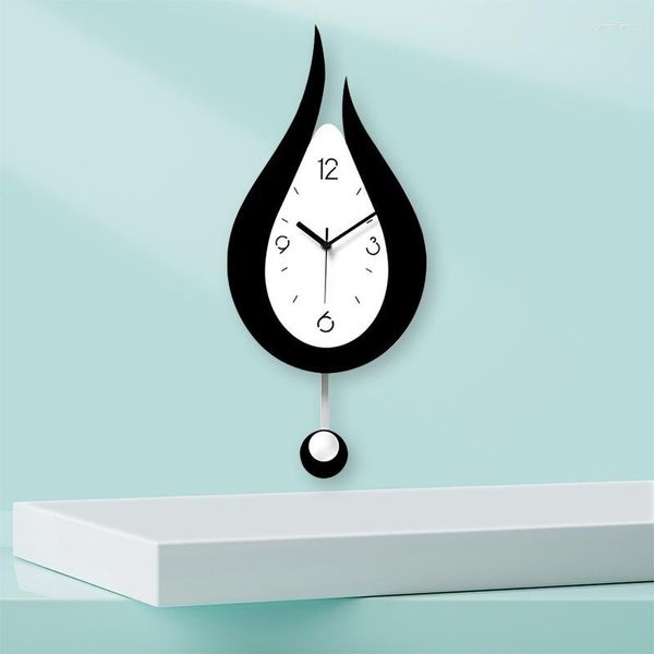 Relógios de Parede Design Moderno em Forma de Gota de Água Relógio de Balanço Casa Decoração de Sala de Estar Quarto Silencioso Estilo Europeu