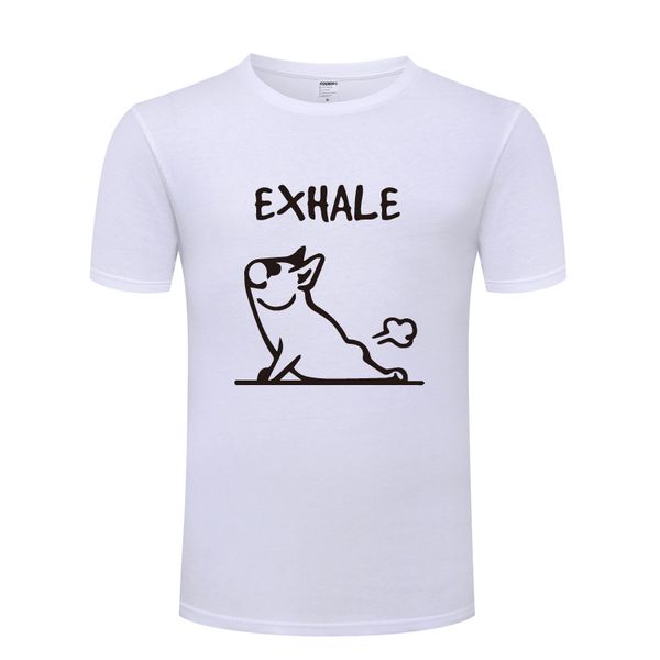 French Bulldog Yoga masculino camiseta de algodão esportes ao ar livre estilo casual cor pura camiseta branca design de designer impresso