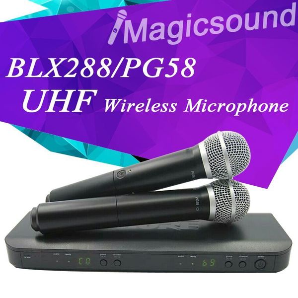 New BLX288/PG58 BLX BLX288 BLX88 PG 58A UHF Беспроводная микрофонная система с двойным портчиком PG58 UT4 TPYE MIC