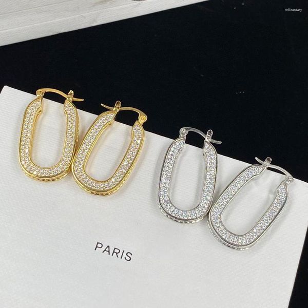 Orecchini a cerchio Fashion Design French Paris Trend Pieno zircone a forma di U Donna Party Runway Accessori per gioielli Regalo