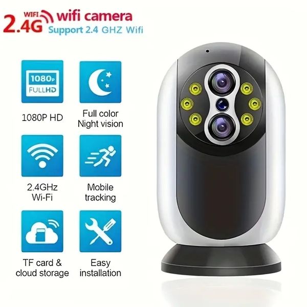 1080P HD Dual-Eye-WLAN-Kamera, Dual-Kamera-Bildschirm, Souiting zwischen Fern- und Nahbereich, 15-facher optischer Zoom, Indoor-Babyphone, High-Definition-Itect