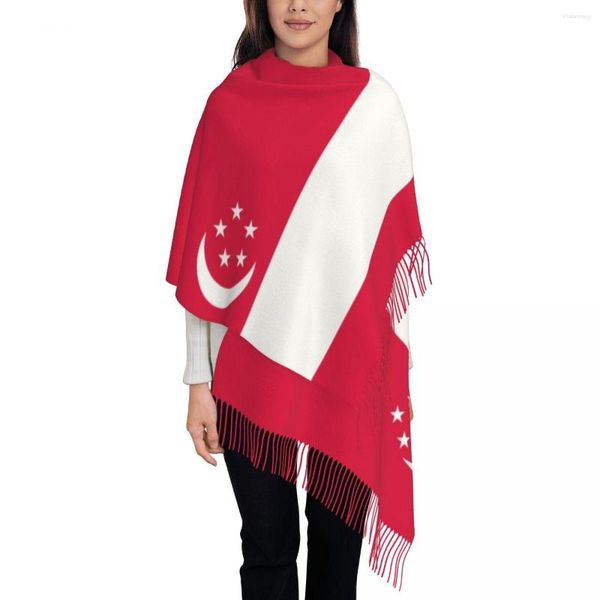 Schals Singapur Flagge Frauen warm warm Winterinfinity Set Decke Schal rein Farbe