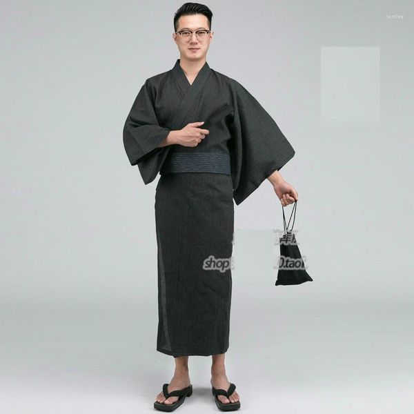 Etnik Giyim Yukata Uzun Erkekler Japon tarzı elbise pijamaları set bornoz homme samurai kimono asya kıyafetleri ev giysileri cüppe geleneksel