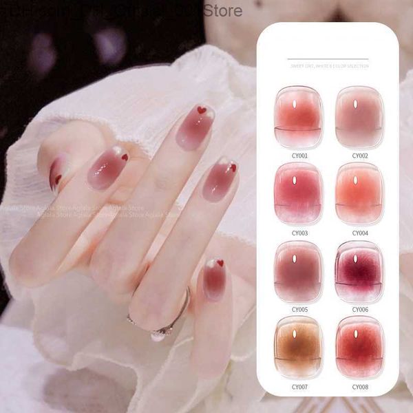 Nagellack Pure Color Blush Serie Eis transparent Farbverlauf rosa Gel Nagellack Gelee Polieren Top Coating UV LED Nail Art Gel Lack Z230802