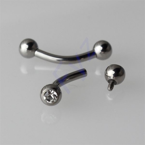 Labret Lip Piercing Jóias Cristal Gem G23 Piercings de Sobrancelha 16g Anéis de Banana Curvos com Rosca Interna Brinco Helix Trags Mamilo 230802