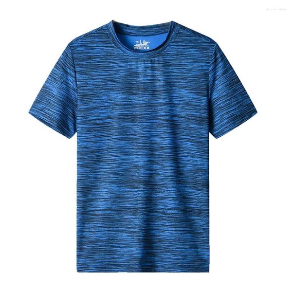 T-shirt da uomo Estate T-shirt girocollo casual Fitness Sport Stampa a righe a maniche corte Top traspirante ad asciugatura rapida # g30