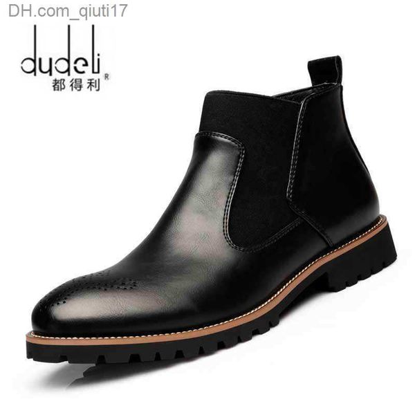 Botas masculinas Chelsea botins antiderrapantes botas masculinas Brogue moda sapatos de couro microfibra tamanho grande 38-46 Z230803