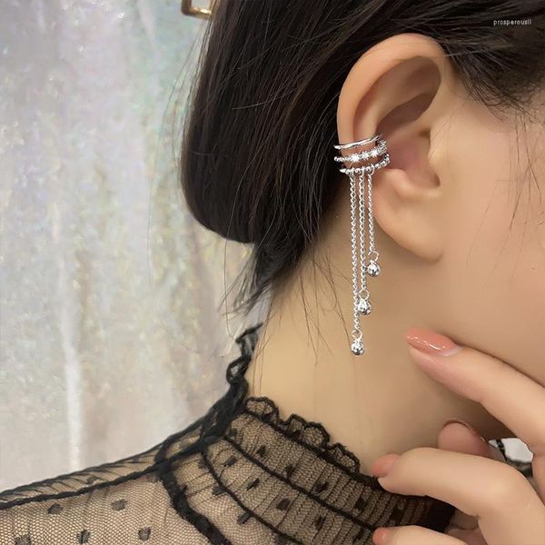 Backs Orecchini 1 Pc Y2K Cross Star Ear Cuff Layered Zircon Tassel Clip Gothic Dark Spiral Geometric Earcuff