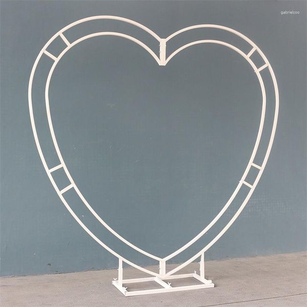 Decorazione per feste in oro bianco a forma di cuore matrimonio in metallo arco fondale in ferro stand fiore palloncino fiamma per negozio di eventi di compleanno