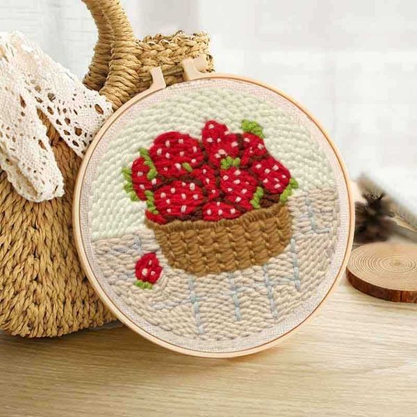 Produtos de estilo chinês perfurador agulha bordado diy morango ponto cruz hoop artesanato kits artesanato bordado decoração para casa