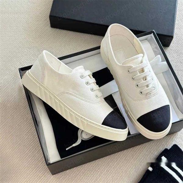 Luxus-Designer-Freizeitschuhe, Damen-Leinenschuhe, modische, klassische, flache Schnür-Sneaker, schwarze, weiße Denim-Low-Top-Loafer mit dickem Boden, Spleiß-Mokassins, Größe 35–41