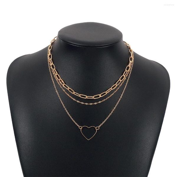 Choker Einfache Metall Mehrschichtige Anhänger Frauen Kalten Stil Nische Temperament Geometrische Kreis Halskette