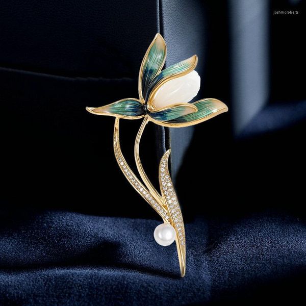 Spille Spilla Magnolia personalizzata e squisita di alta qualità per gioielli da donna alla moda LBR035