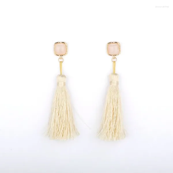 Brincos Pendentes Amarelo Claro Dourado Quadrado Natural Rosa Quartzo Com Borlas Ametistas Cristal Jóias