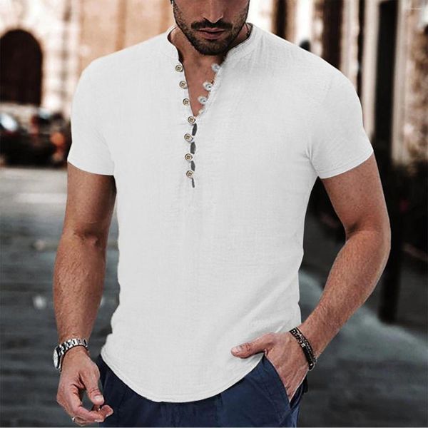 Camicie casual da uomo 2023 Camicetta Camicia di lino in cotone imitazione Magliette larghe T-shirt a maniche lunghe Primavera Autunno Uomini belli