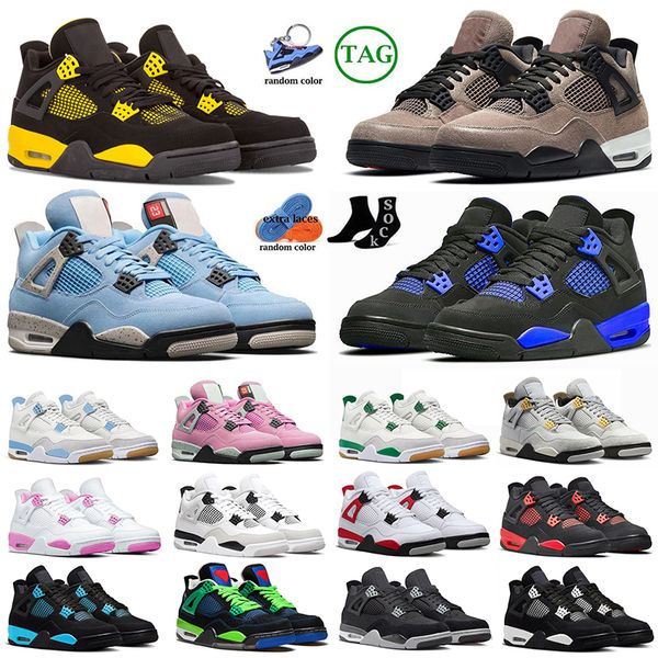 Top Thunder Jumpman 4 4S Herren-Basketballschuhe Kieferngrün Militär Black Cat Seafoam University Ice Blue Pure Money Männer Frauen Sport Turnschuhe Trainer