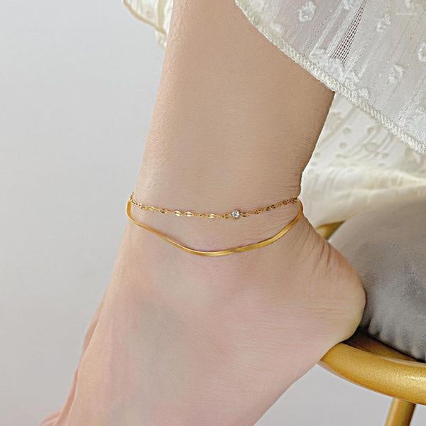 Cavigliere JHSL Donne Alla Moda Con Fascino Braccialetti Alla Caviglia Del Piede Dei Monili Di Modo Dell'acciaio Inossidabile Di Colore Dell'oro Per Le Ragazze Arrivo