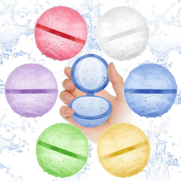 Sabbia Gioca Divertimento con l'acqua 10pcs20pcs Palloncini d'acqua magnetici riutilizzabili Palla d'acqua Riempimento rapido Palle d'acqua Bombe Gioco d'acqua estivo per bambini Lotta Giocattolo Spiaggia 230803