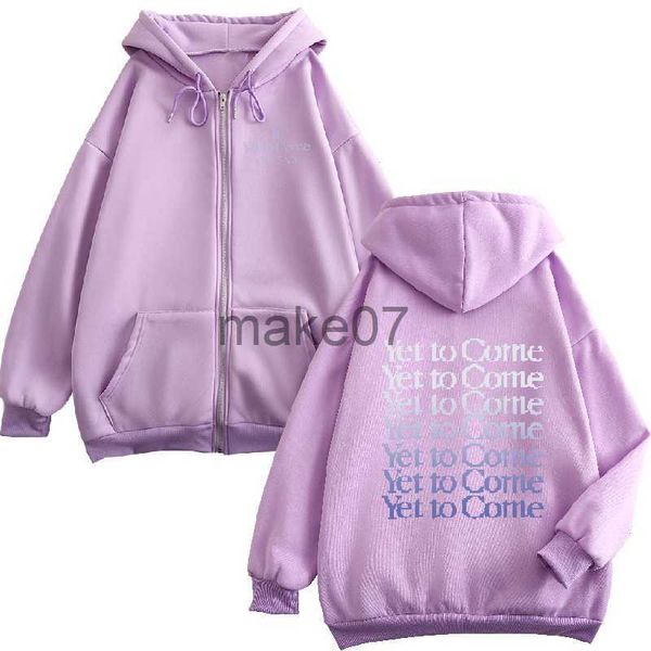 Erkek Hoodies Sweatshirt Henüz Gelecek Mektubu Kadın Adam Zip Kapşonlu Mor Goth Çift Çift Hip Hop Sokağı Gündelik Kpop Hoodie Büyük Boy Grafik Sweatshirt Kadın J230803