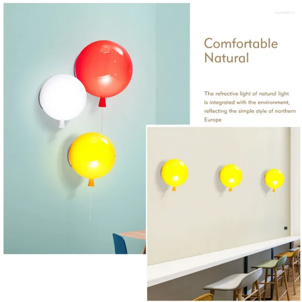 Candeeiros de parede Balão Luz para crianças Interruptor de iluminação para quarto de bebê Quarto Corredor de cabeceira Ecoration Arandela