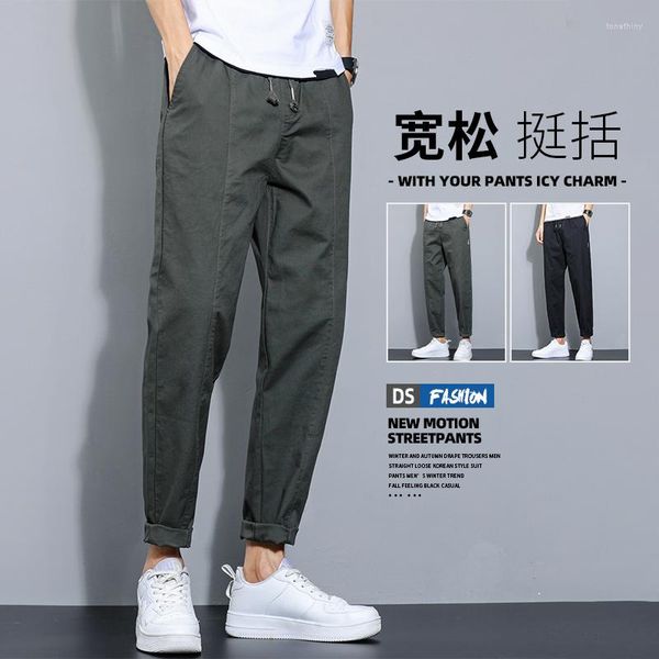 Pantaloni da uomo Pantaloni corti casual autunnali Cargo dritto sciolto Cotone elastico in vita versatile alla moda