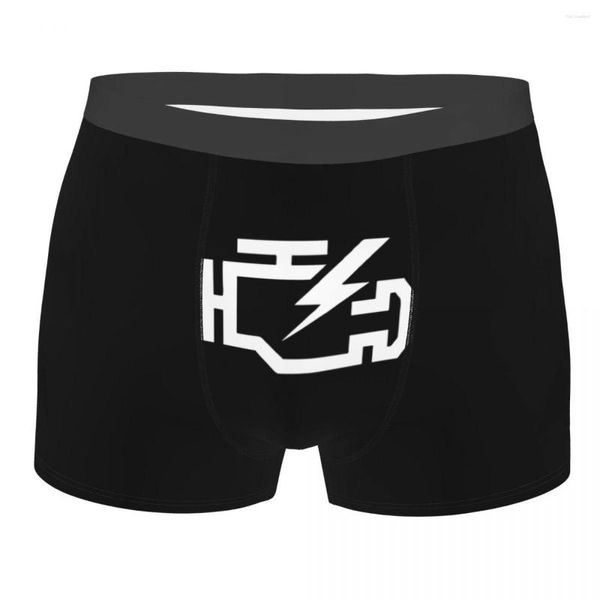 Cueca Check Engine Light Symbol Engraçado Mecânico de Carros Homens Cueca Boxer Shorts Calcinha Humor Respirável Para Homme S-XXL