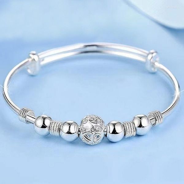 Armreif Silber Farbe Angst Armband für Frauen Mädchen Geburtstagsgeschenk aushöhlen Kugel verstellbar Retro Schmuck Tropfen