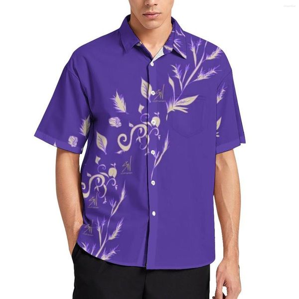 Herren Freizeithemden Vintage Lavendel Loses Hemd Männer Urlaub Lila Blumen Dilly Sicat Hawaiian Kurzarm Mode Oversize Blusen