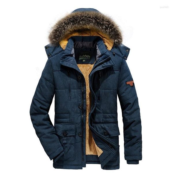 Мужские куртки очень большая 7xl зимняя куртка средняя длинная вниз по ношке. Случайная теплая парка Высококачественная многокачественная карманная работа