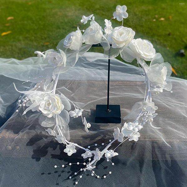 Grampos de cabelo boho floral tiara coroa de casamento coroa com design de tecido de preservação de cor para mulheres meninas mãe filha amigos presentes