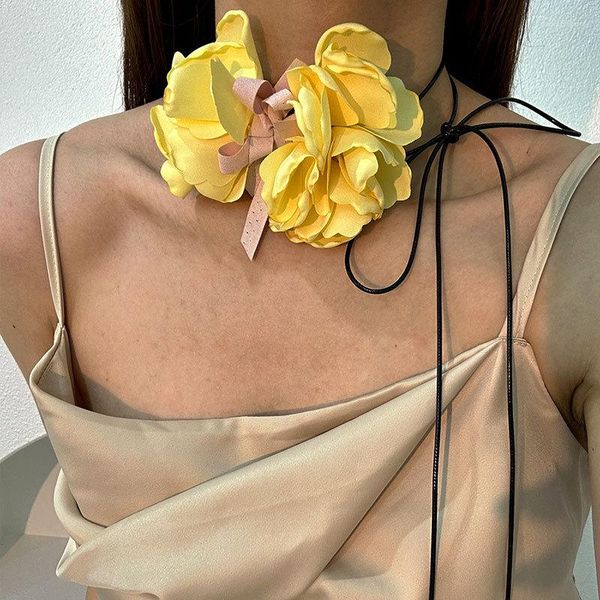 Collana Girocollo Elegante Fiore In Tessuto Fatto A Mano Per Donna Vacanza