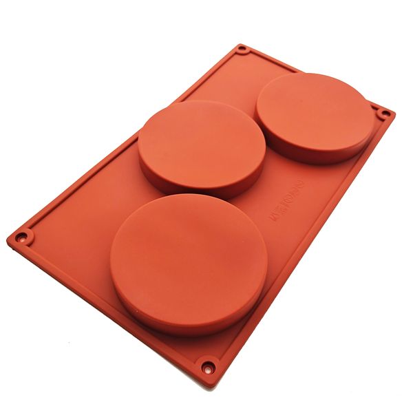 Moldes para Assar Atacado 3 Orifícios 4 Polegadas de Silicone Redondo Molde para Chocolate Diâmetro 10CM Molde para Bolo Diy Biscuit Baking Modeling Tool 230802