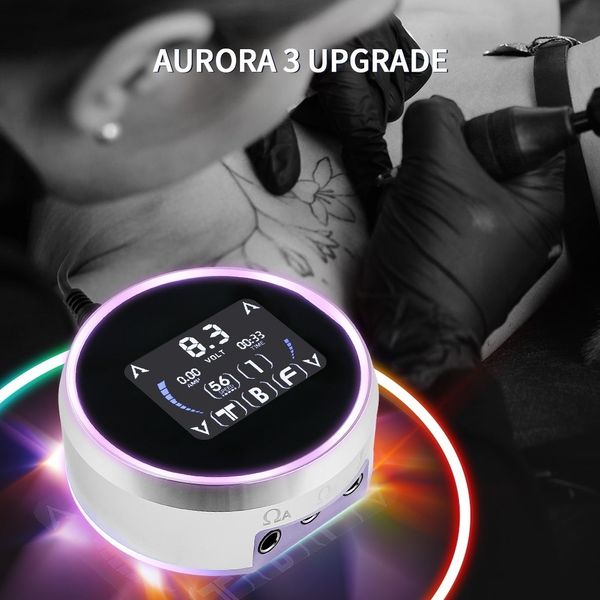 Máquina de tatuagem Foreverlily Aurora 2 Fonte de alimentação para suprimentos de caneta de maquiagem permanente com LCD digital 230802