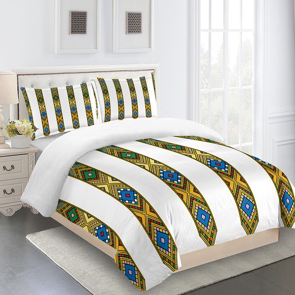 Bettwäsche-Sets, luxuriöses europäisches Bettoberteil im böhmischen Stil, dreiteiliges Set, marokkanisch, 1 Bettbezug, 2 Kissenbezüge, 230802