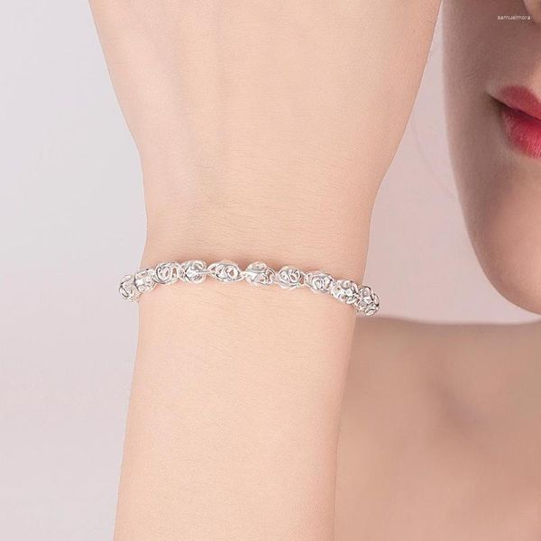 Link-Armbänder, hohles Kugel-Armband, Geldrollen, Damen, Linglong, versilbert, koreanisches Geschenk, Schmuck, Armreifen für Frauen