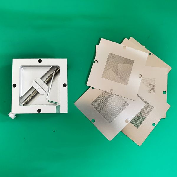 BGA Reballing-Kits, 90 x 90 mm Reballing-Lötstation, HT-90-Werkzeuge mit 10 Stück BGA 0,3–0,76 mm Universal-Schablonen, Schweißzubehör