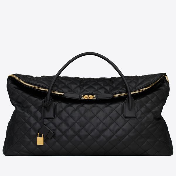 Es borsa da viaggio gigante in pelle trapuntata borsa morbida nera maxi moda manici borsone designer donna uomo chiusura zip custodia grande borse nere