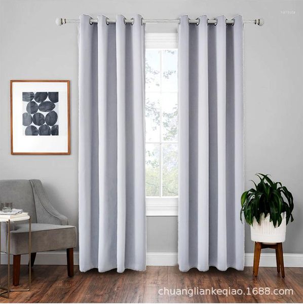 Cortina cinza prata cortinas de seda falsa cinza para quarto 34 x 84 polegadas Cortinas/cortinas de cetim escuras com isolamento térmico