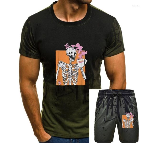 Agasalhos masculinos S-keleton Drink Dunkin Donuts Coffee Camiseta de manga curta com capuz para homens e mulheres(1)