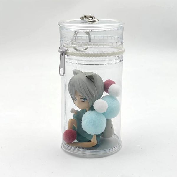 Borse portaoggetti Trasparente Mini Kawaii Girl Mostrando Circle Pouch Clear Outdoor Bag per MART Anime Cartoon Dolls Piccoli piccoli giocattoli