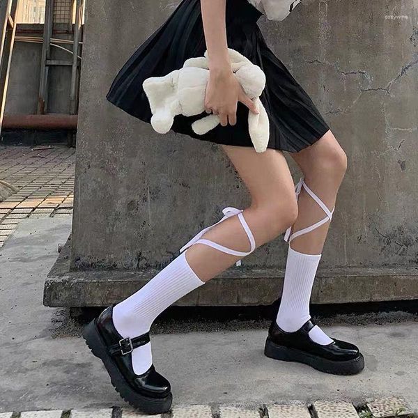 Kadınlar SOCKS High Street Strappy Çoraplar Serin Kız Orta Japon Lolita JK Öğrenci Çocuk Yaz Pamuk