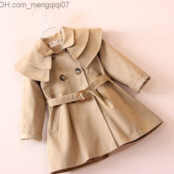Kız Elbiseler Taşırışları Toddler Bebek Kız Sonbahar Kış Trençkot Bebek Katı Ceket Kore Kore Çift Katmanlı Uzun Kollu Ceket Z230803