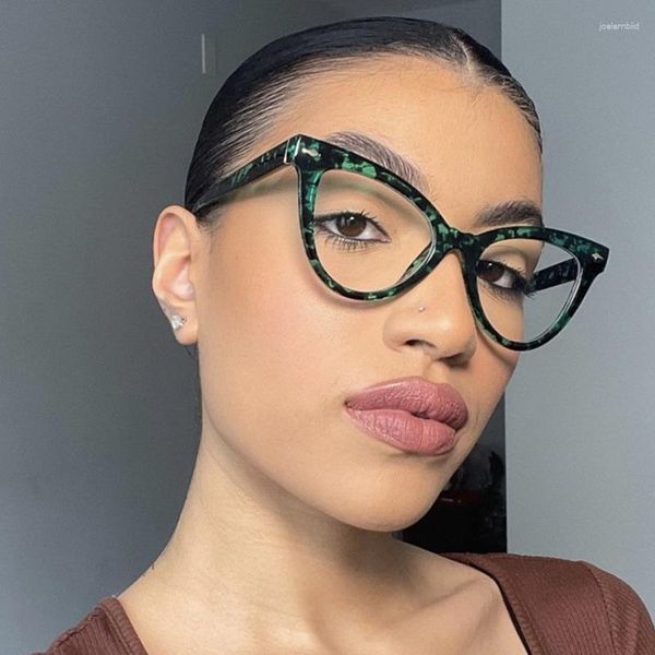 Sonnenbrille Vintage Cat Eye Brillen für Frauen Anti-Blaulicht 2023 Europäische weibliche optische Gläser Trend Persönlichkeit Brillenrahmen