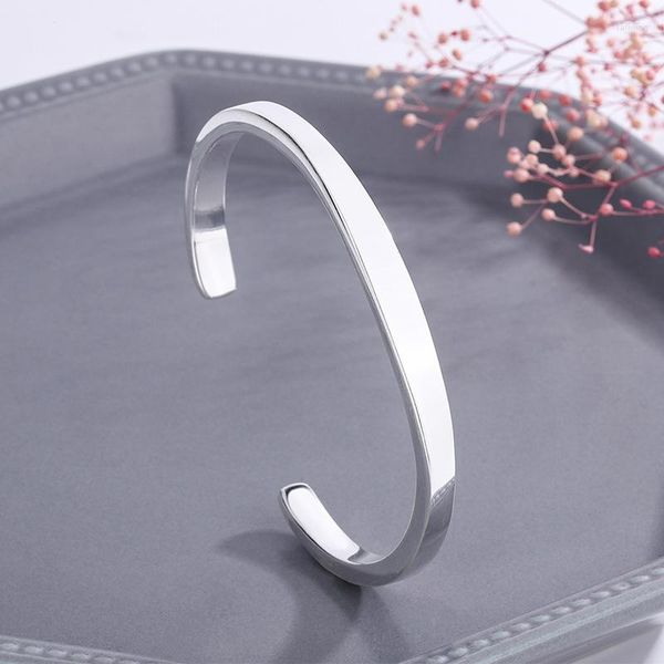 Braccialetto FoYuan Argento Colore Moda Viso Liscio Bracciale Temperamento Piatto Solido Semplice Gioielleria Fresca